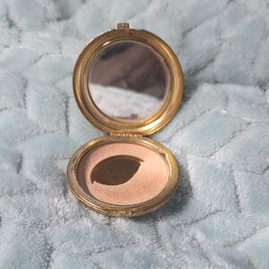 Gold Compact Mirror with Cream Powder